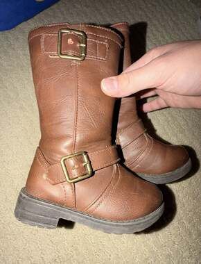 FabKids Girls Brown Buckle Moto Boots Size 6